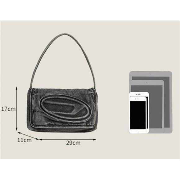 Denim Shoulder Bag Women Casual Tote Handbag Soft Blue Jean Bag - Picture 3 of 8